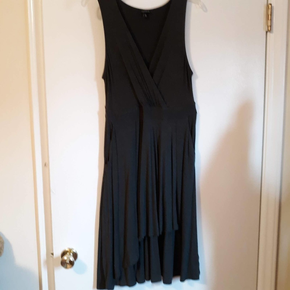Torrid Gray Knit Faux Wrap Dress Sz 00 (10) Sleeveless Pockets Cascading Skirt